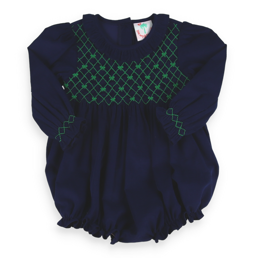 Preppy Bow Smocked Bubble 1