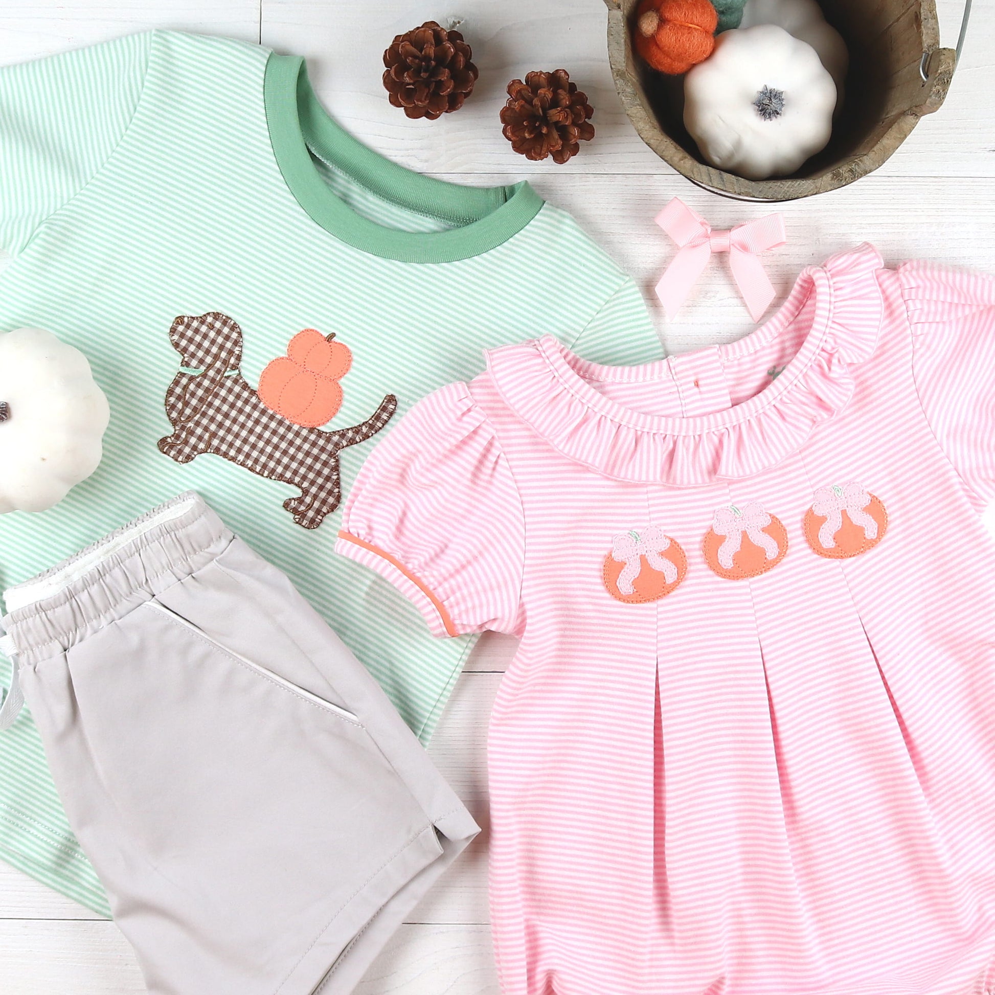 Pumpkin Bow Bubble boutique children's clothing