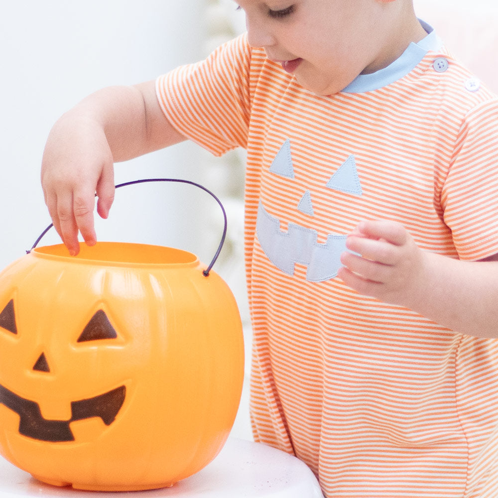 Close up details of Pumpkin Party Romper