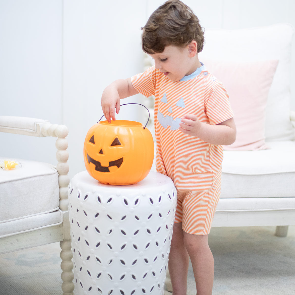 Pumpkin Party Romper boutique children's clothing