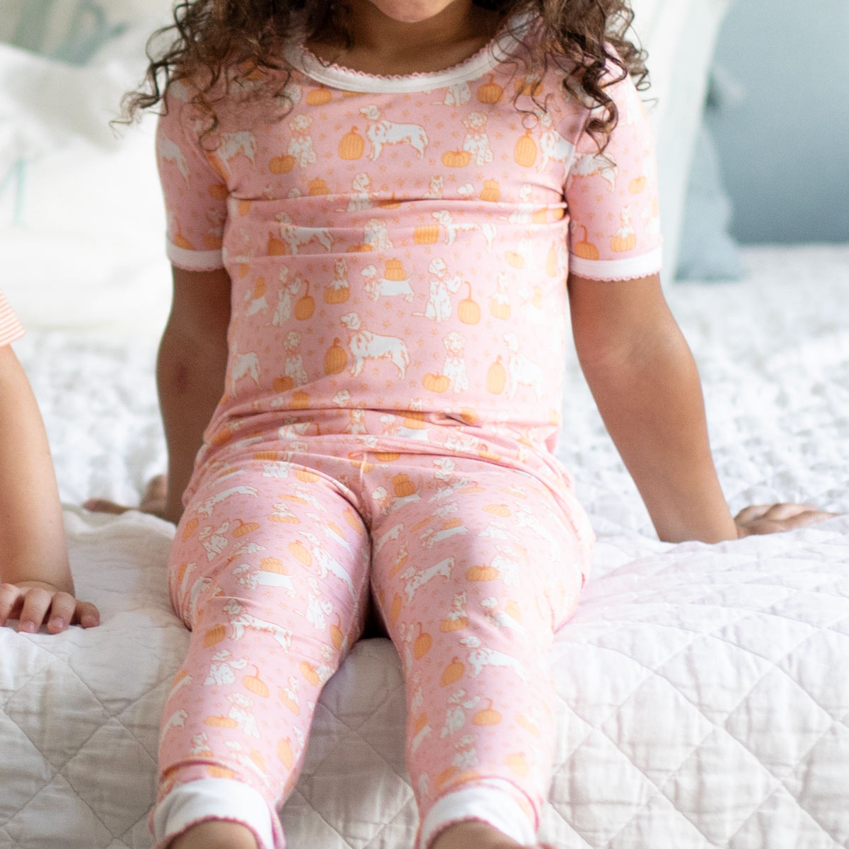 Close up details of Pumpkin Paws Pink Bamboo Loungewear