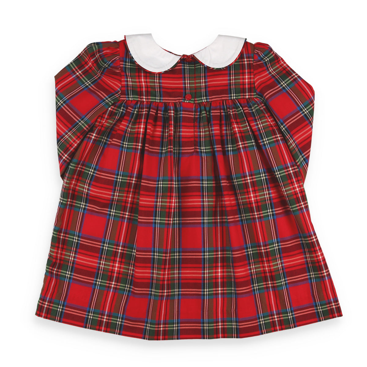 Red Plaid Collared Dress - back view