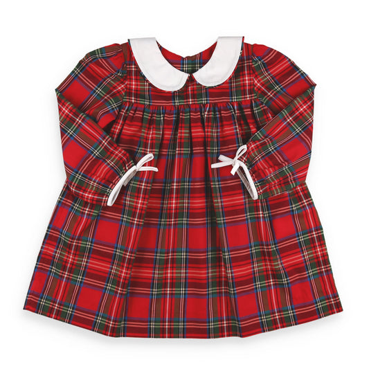 Red Plaid Collared Dress