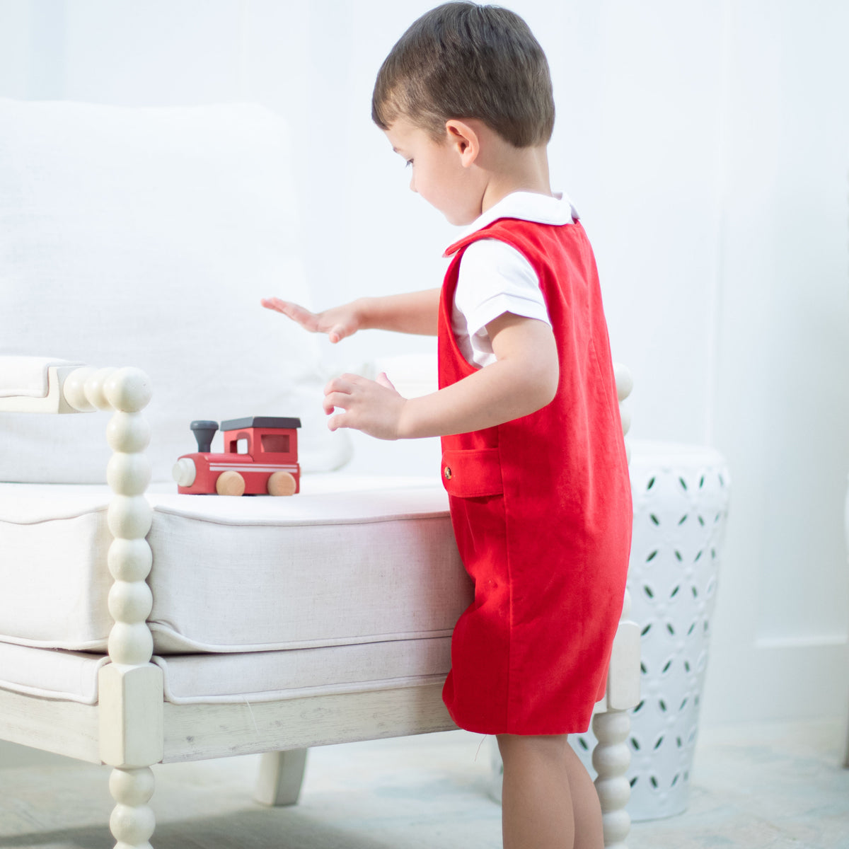 Red Velveteen Shortall