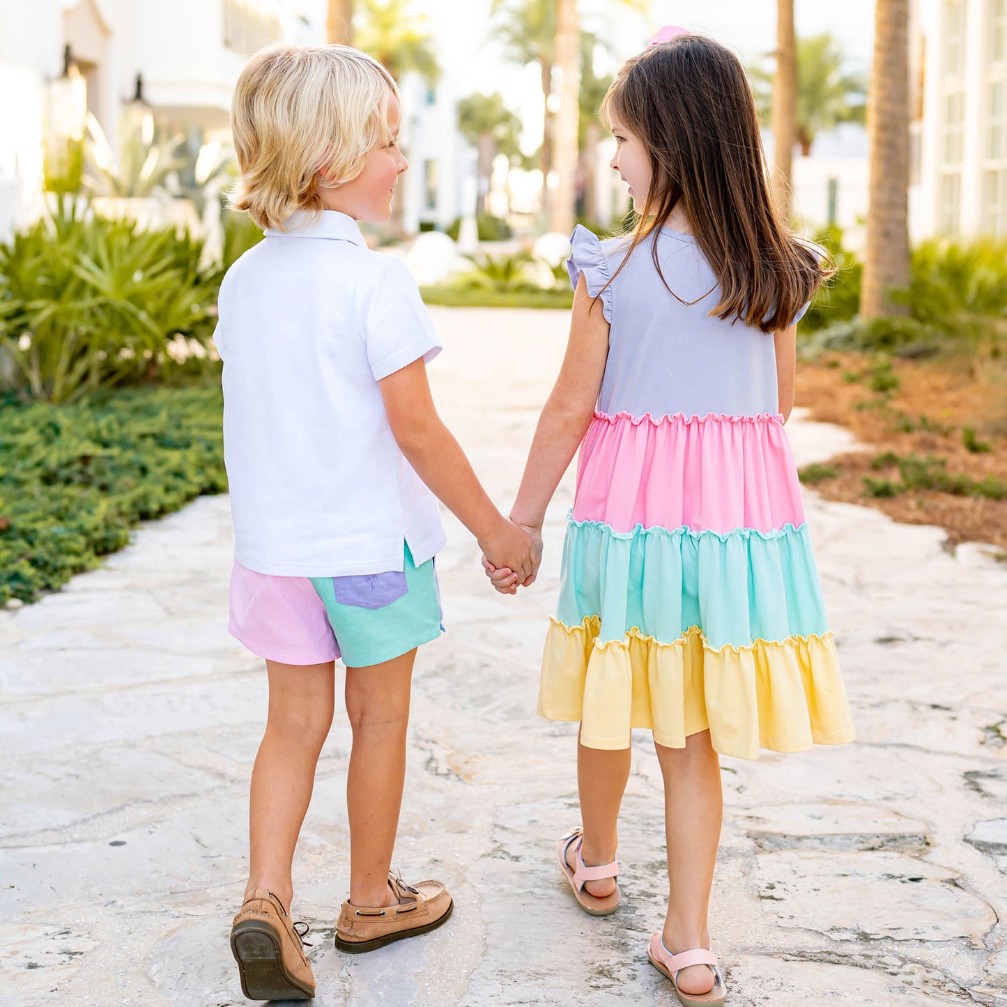 Girls Knit Tier Dress - Rainbow Ruffle