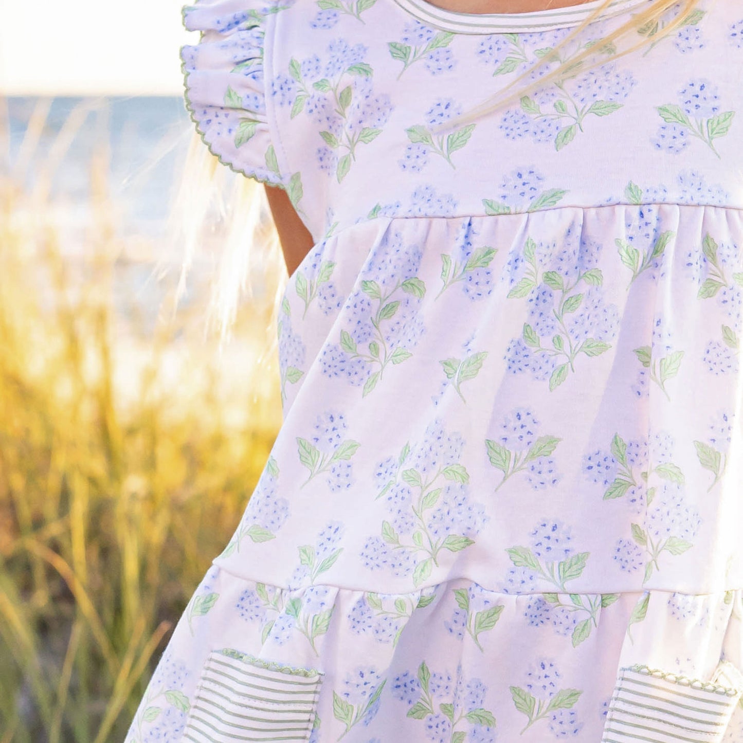 Girls Pima Flowy Dress - Hydrangea