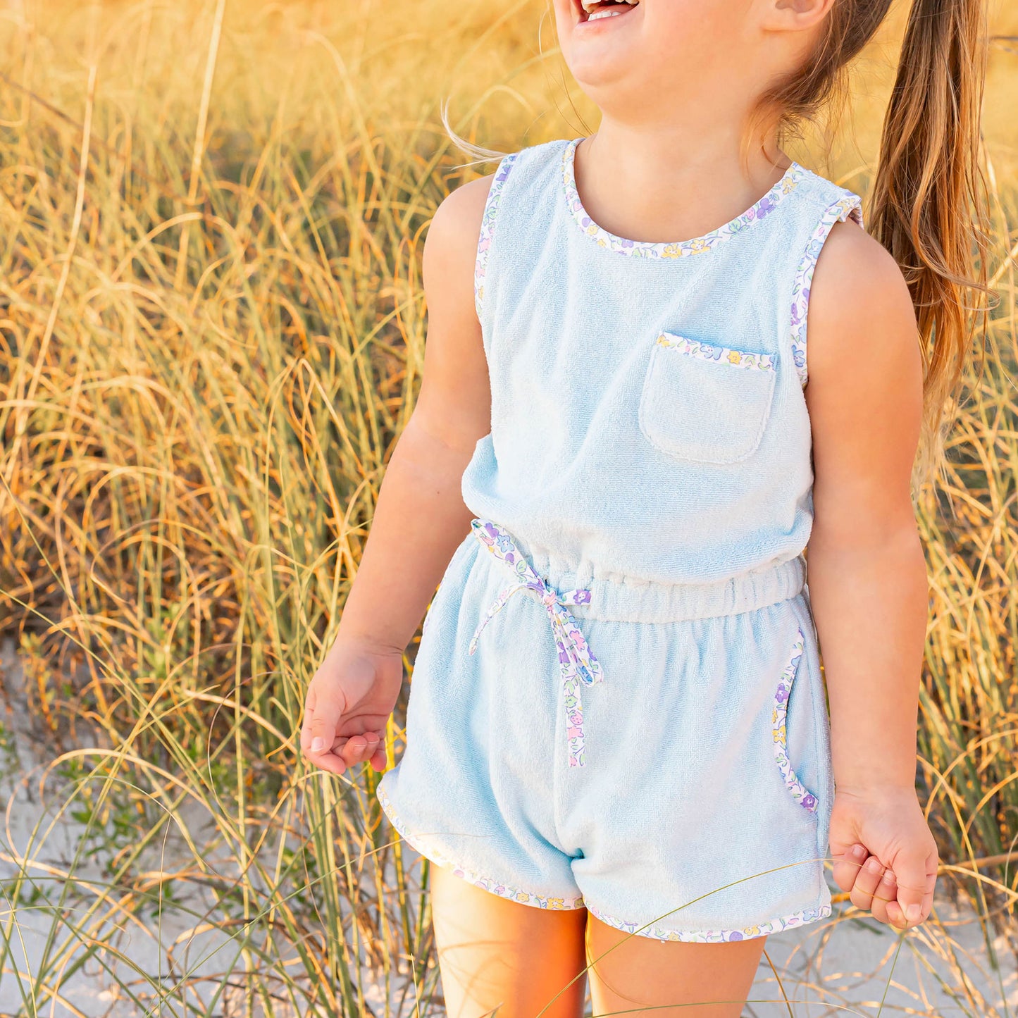 Girls Romper - Boca Blue Terry