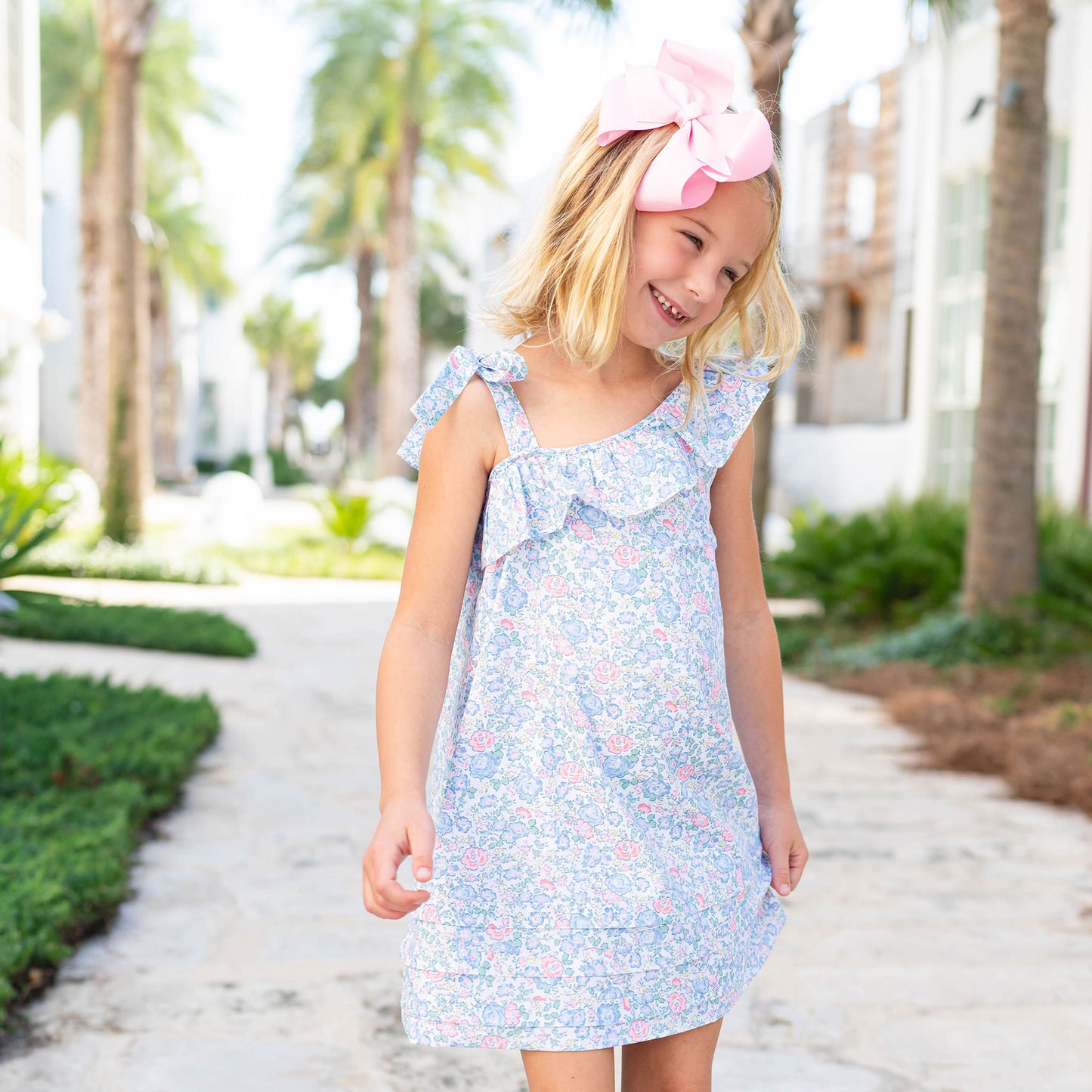 Girls Ruffle Adelaide Dress - Tea Rose