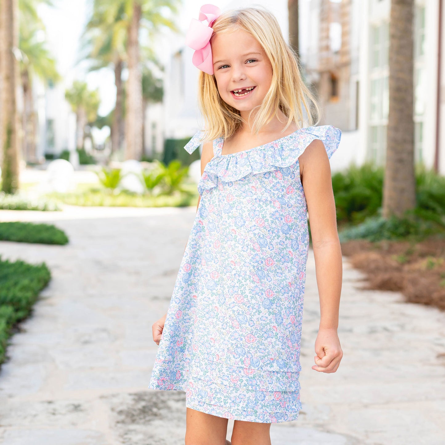 Girls Ruffle Adelaide Dress - Tea Rose