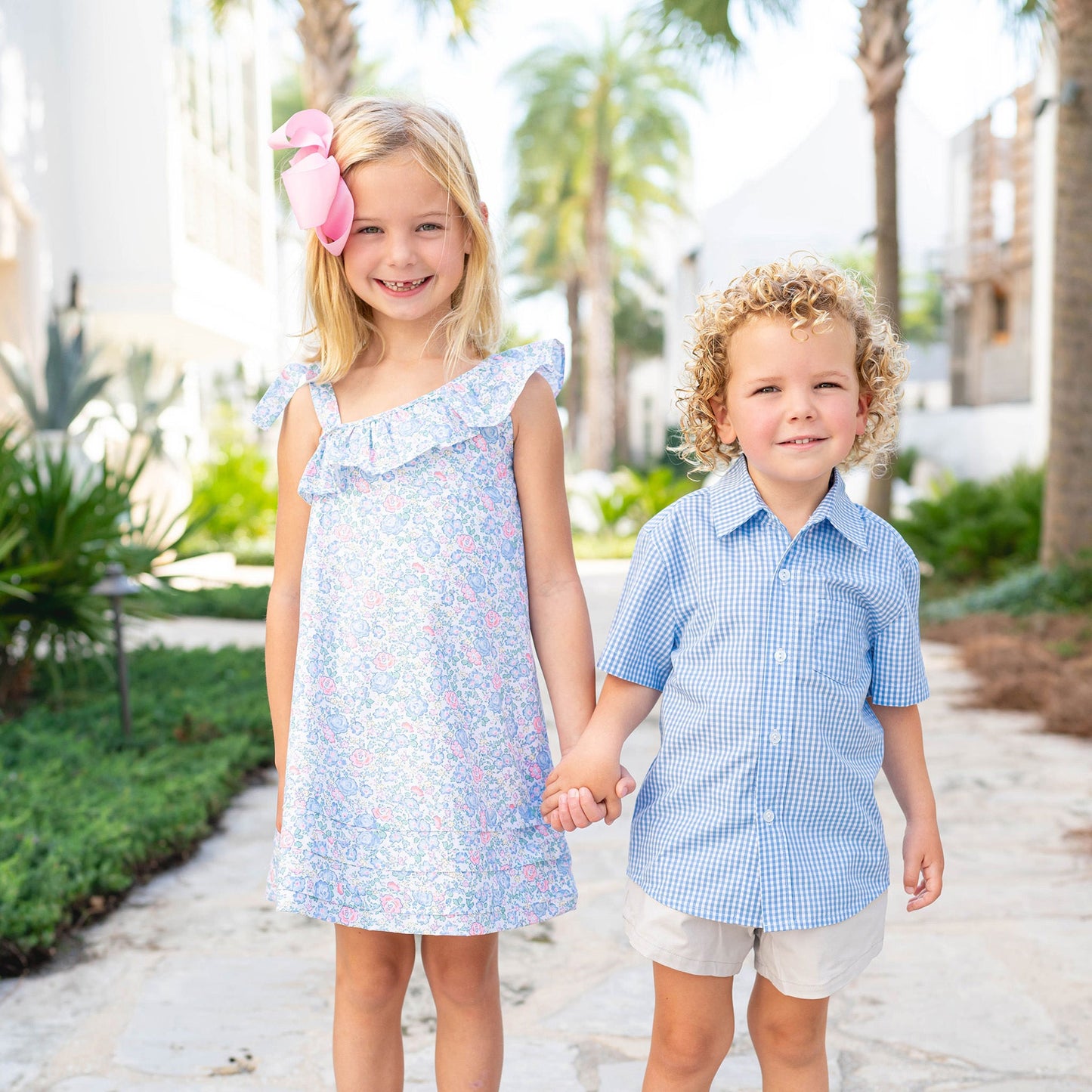 Boys Short Sleeve Button Down - Timeless Blue Check (SAMPLE)
