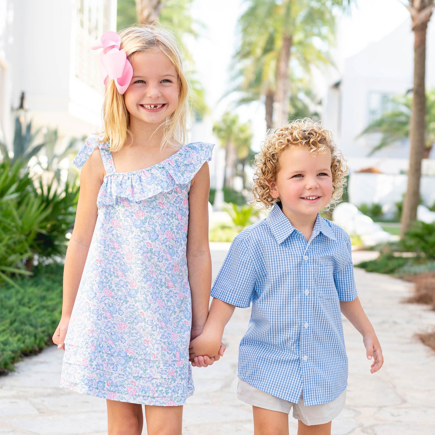 Boys Short Sleeve Button Down - Timeless Blue Check (SAMPLE)