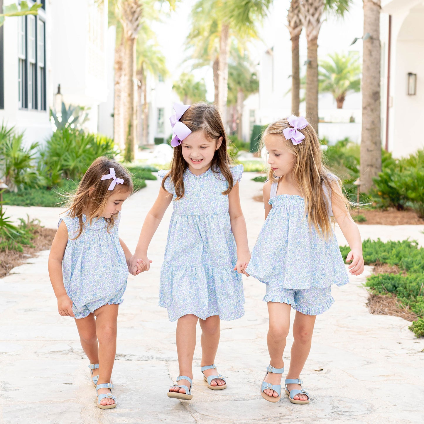 Girls Ruffle Neck Bubble - Lavender Lawn