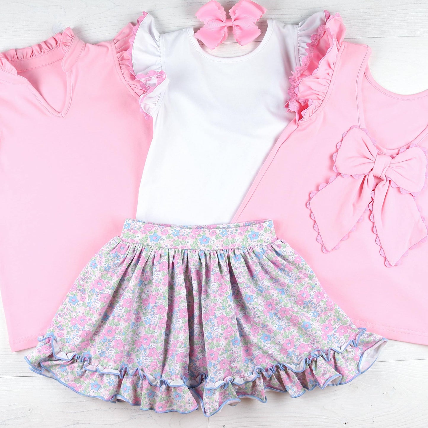 Girls Flowy Skort - Blushing Blooms