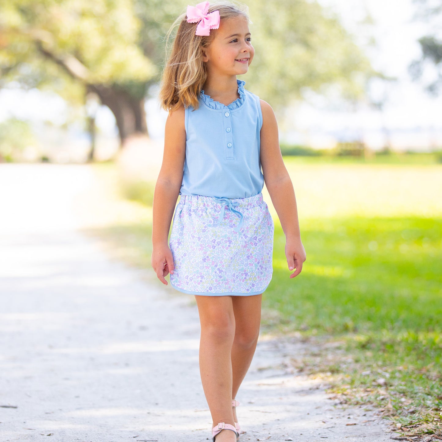 Girls Ruffle Neck Polo - Alys Beach Blue