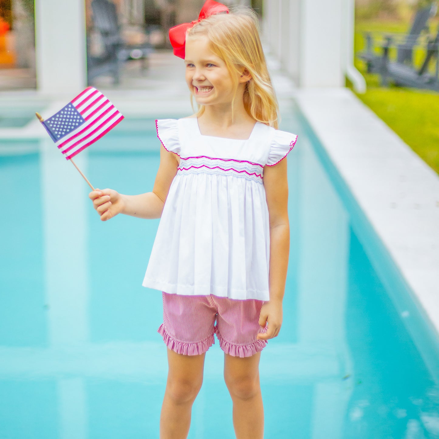 Girls Smocked Set - Americana