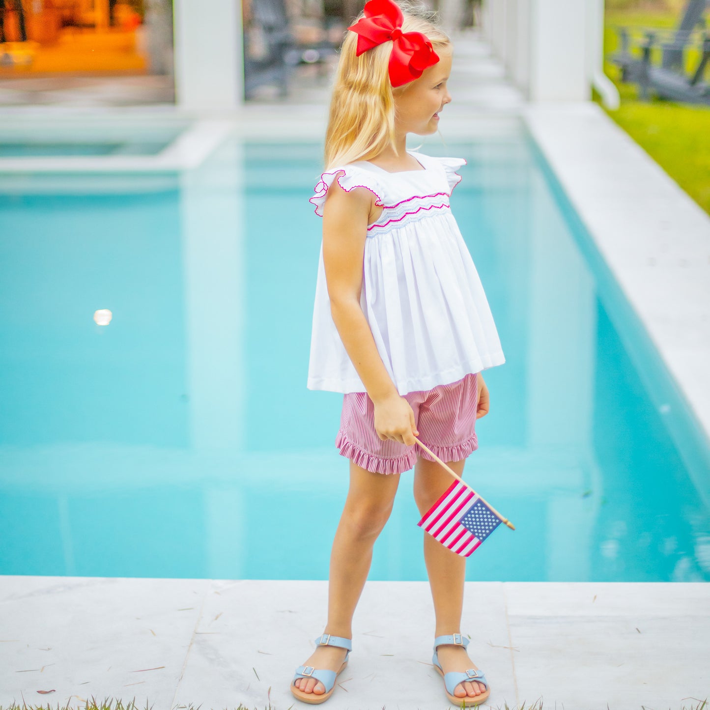 Girls Smocked Set - Americana