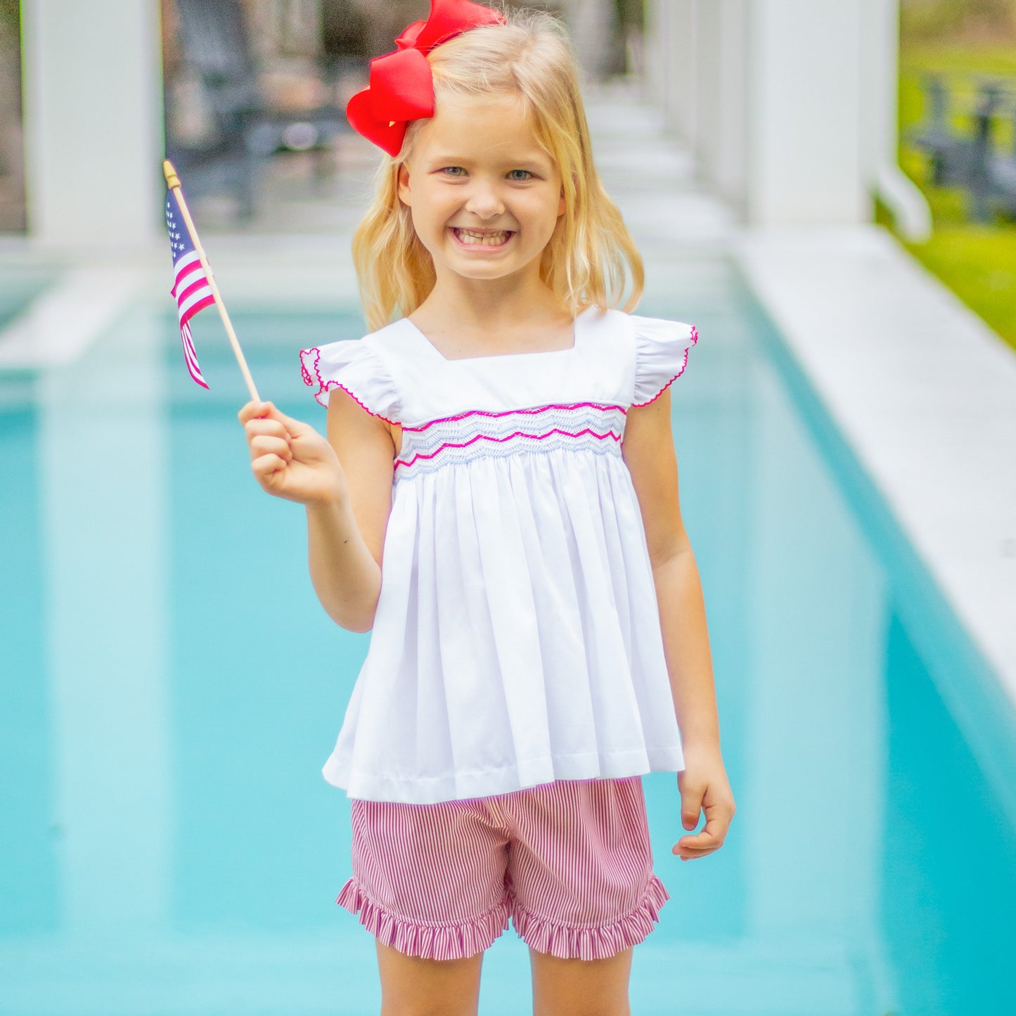 Girls Smocked Set - Americana