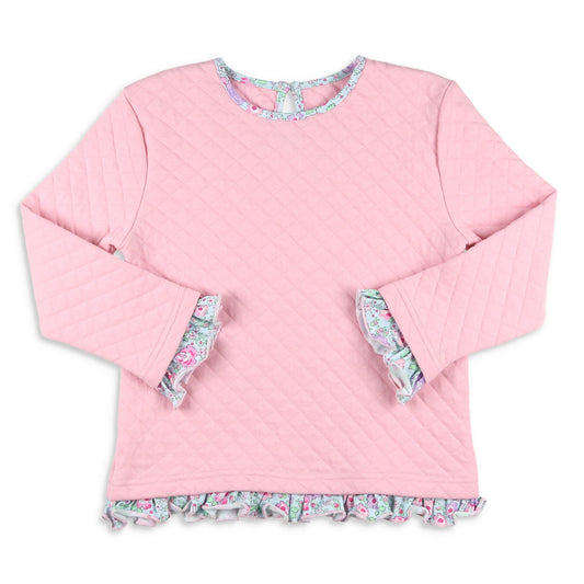 Girls Quilted Top - Ballet Pink