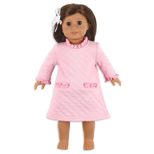 Girls Quilted Doll Dress - Ballet Pink