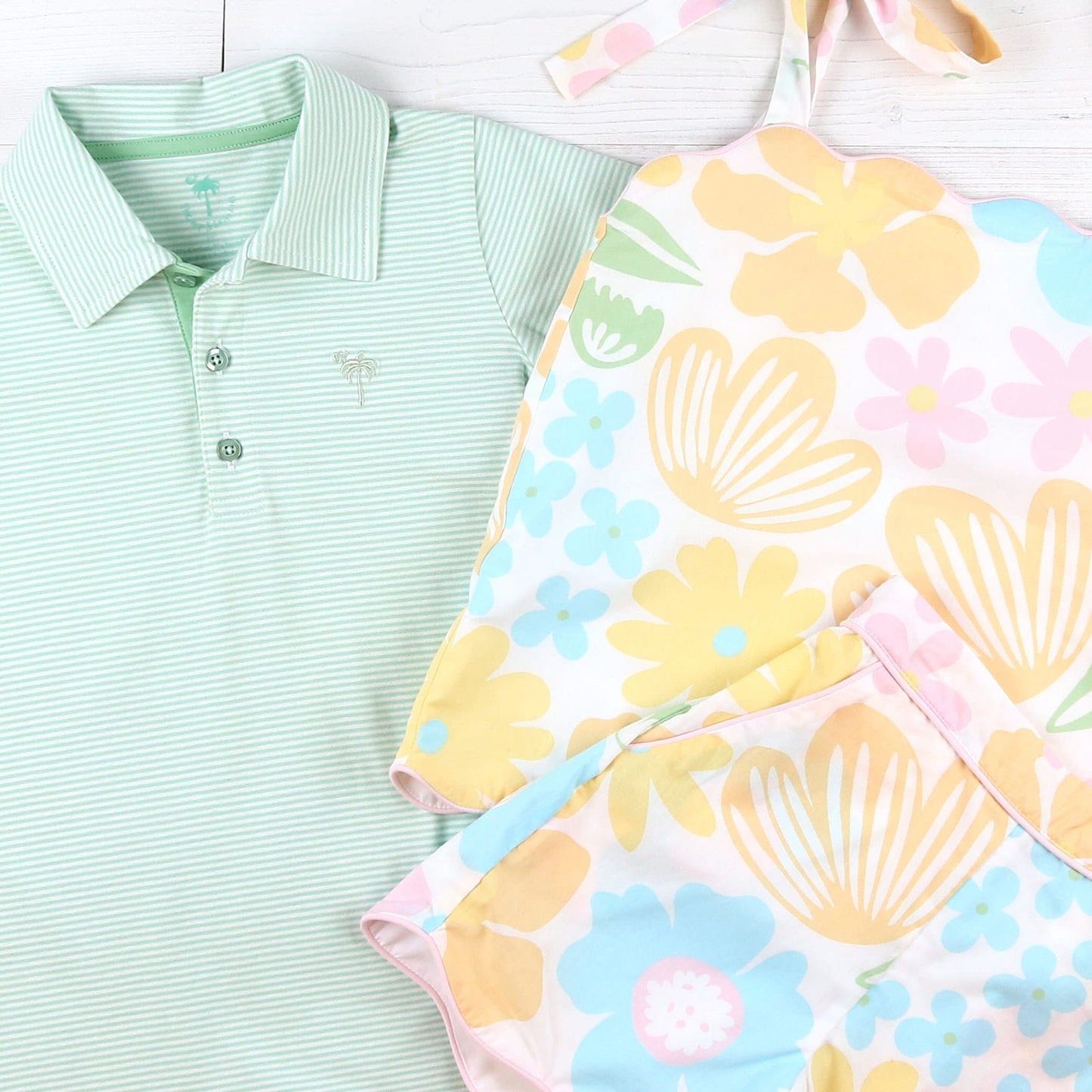 Mist Stripe Romper/Polo