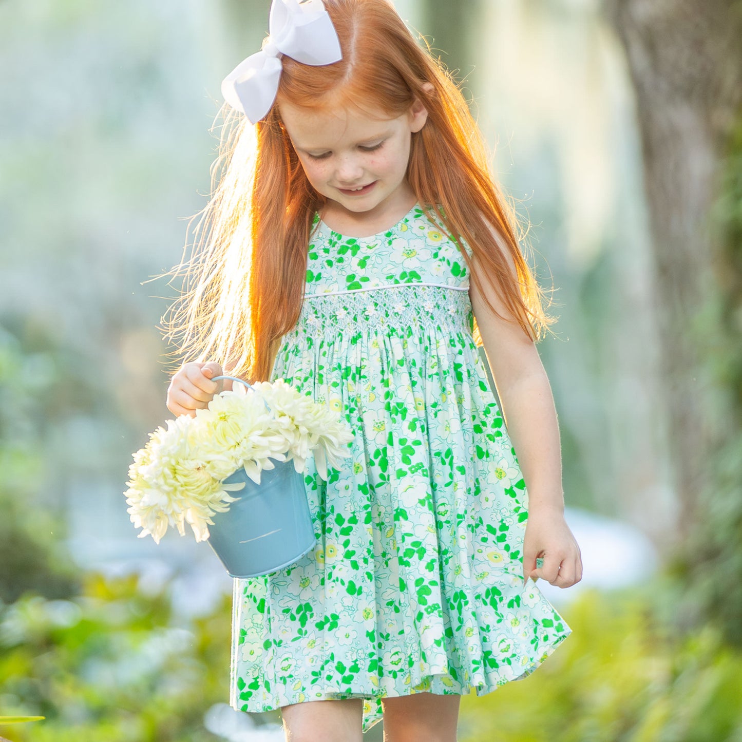 Blue Blossom Smocked Dress