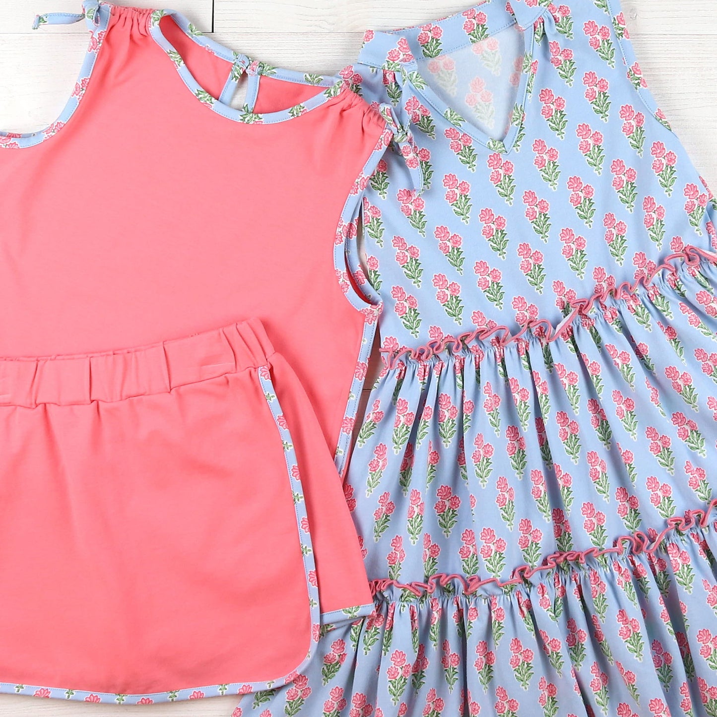 Coral Bouquet Tier Dress