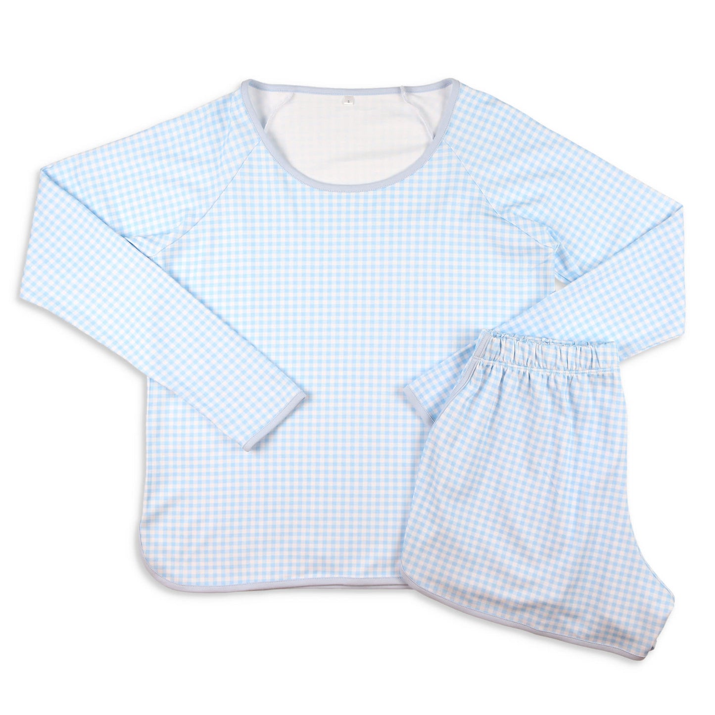 Blue Gingham Womens Pima Loungewear
