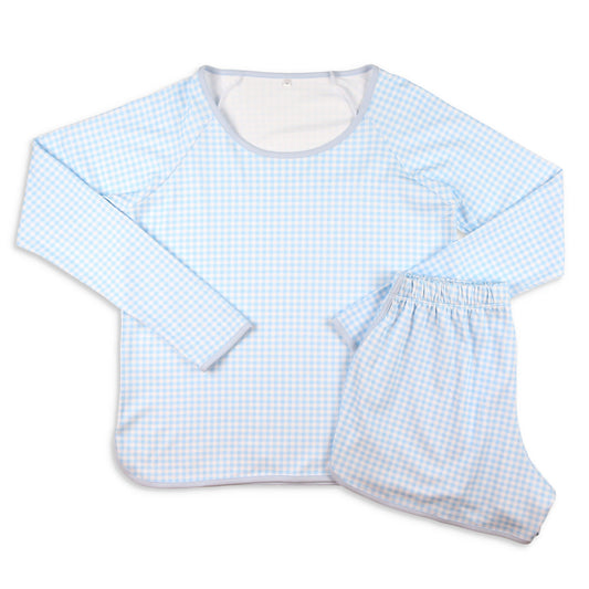 Blue Gingham Womens Pima Loungewear