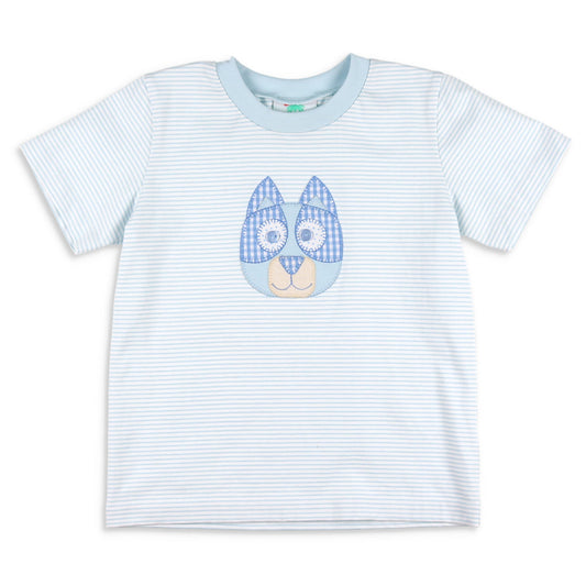 Boys Applique Shirt - Blue Dog