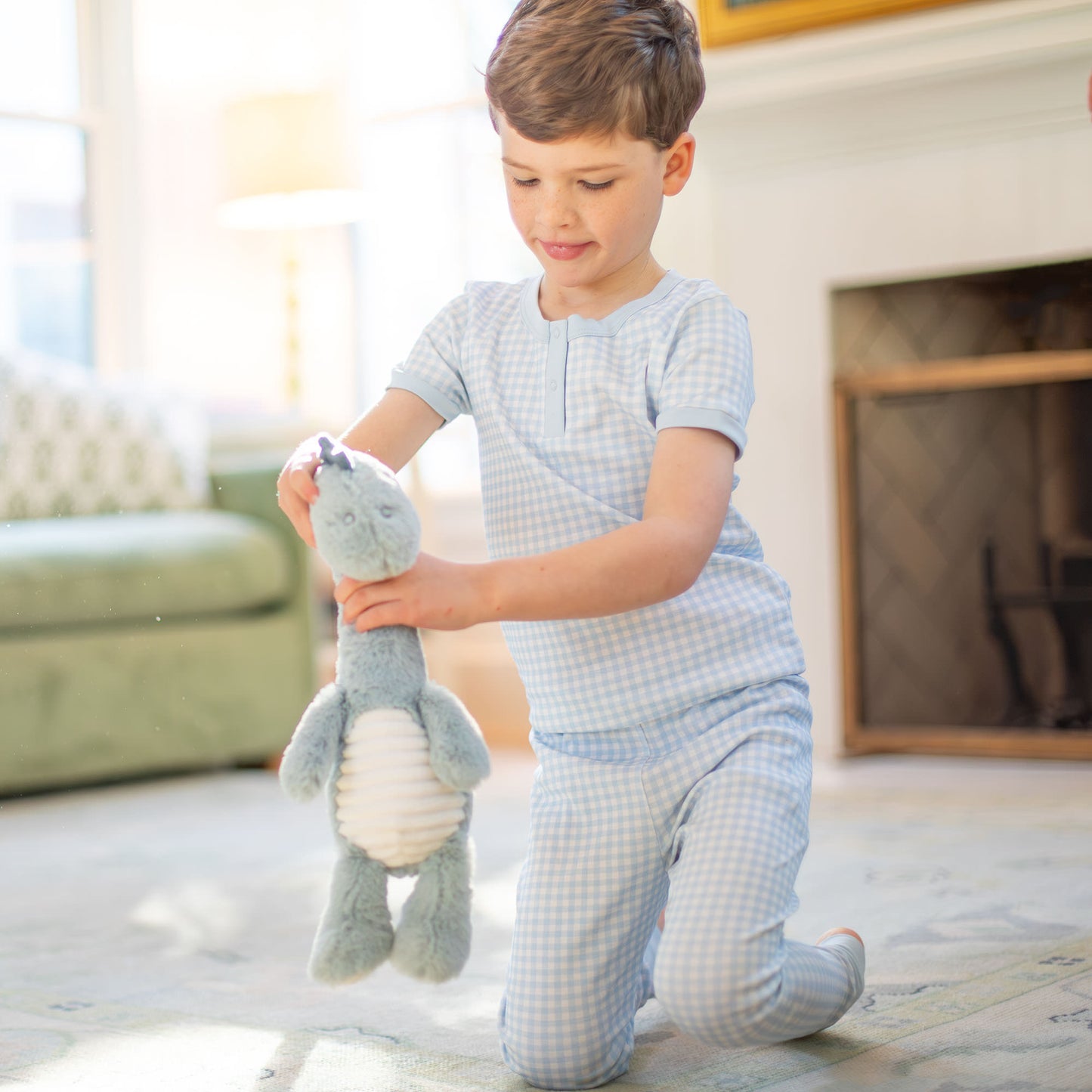 Blue Gingham Pima Loungewear