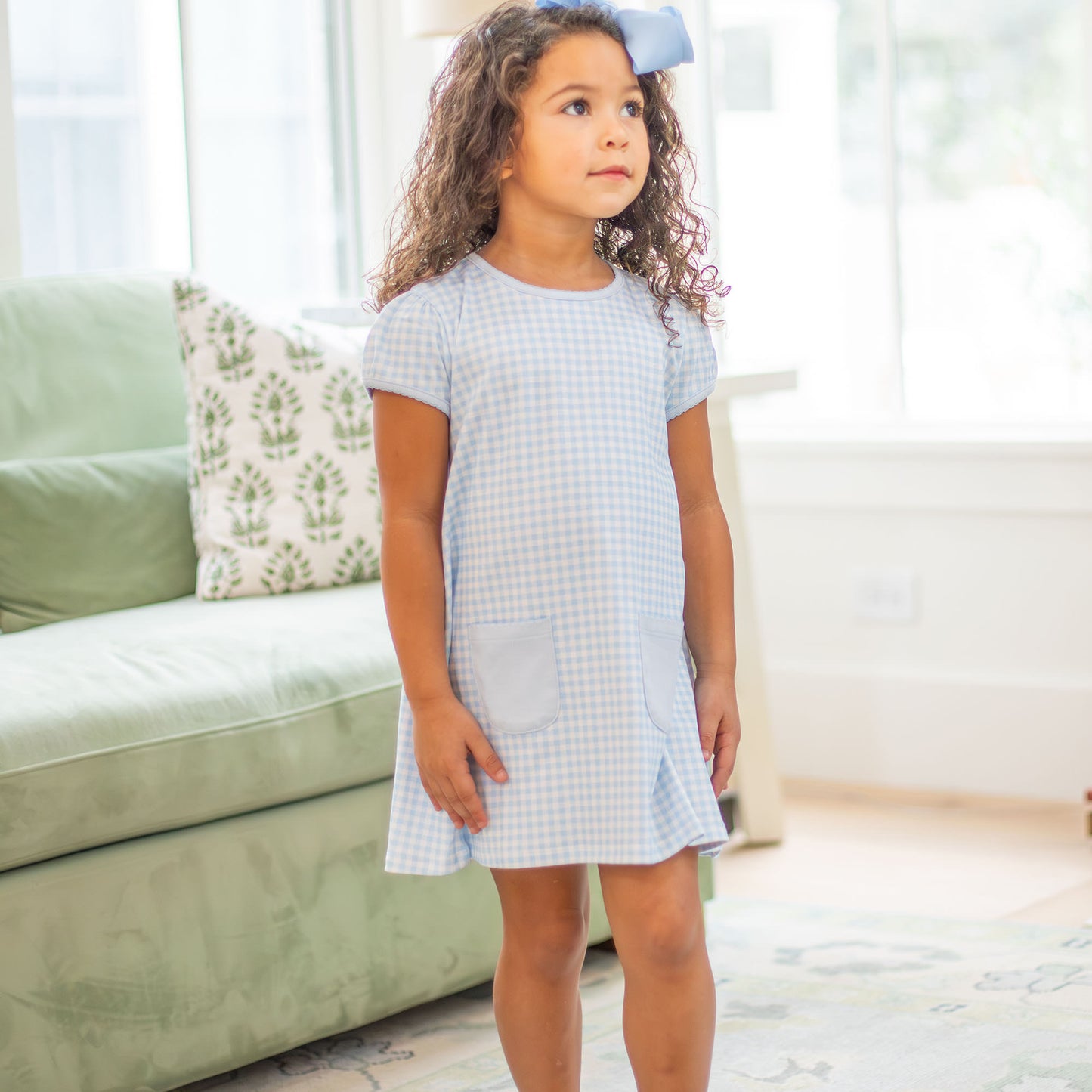 Blue Gingham Pima Play Dress