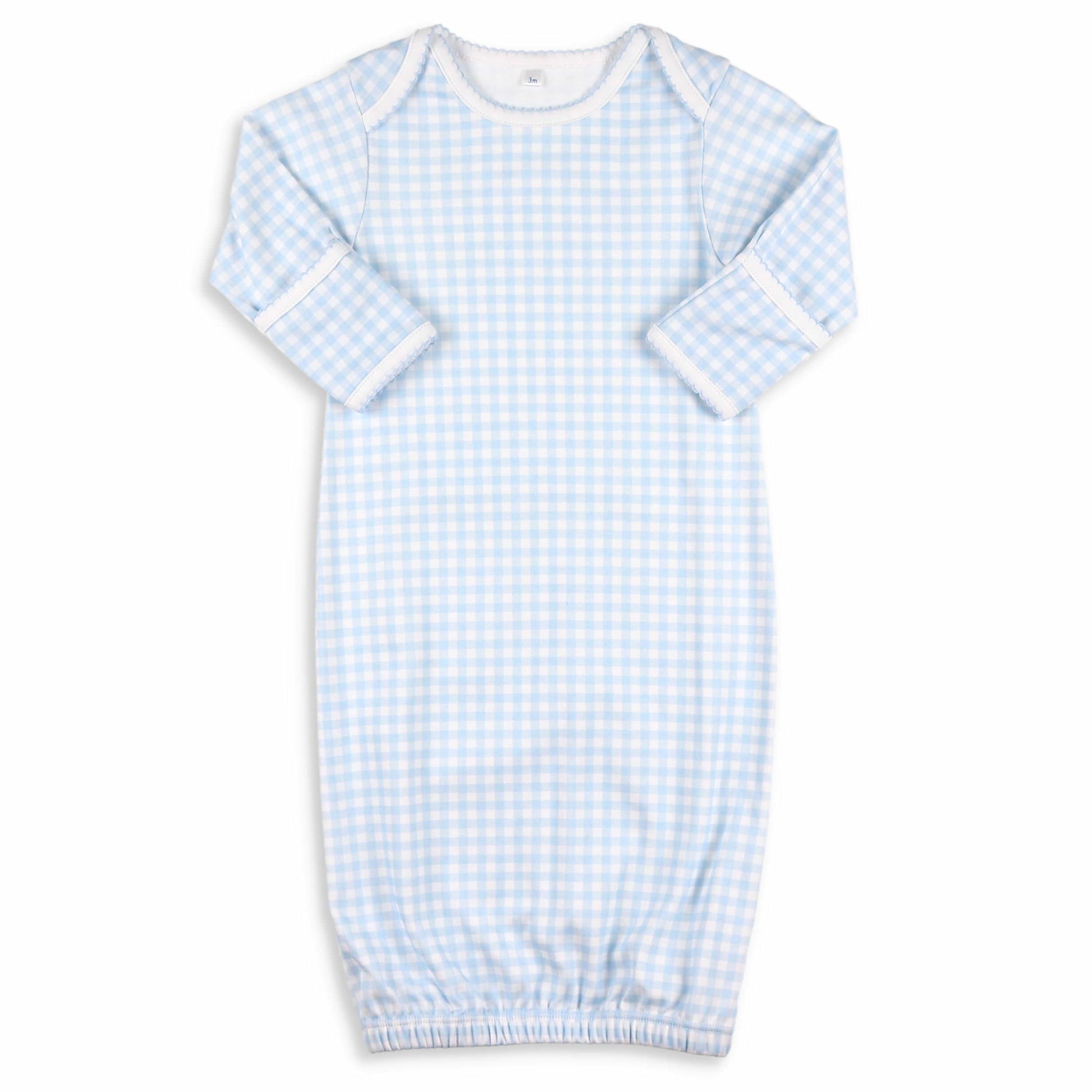 Blue Gingham Pima Baby Gown NWB Blue Gingham Pima Baby Gown NWB