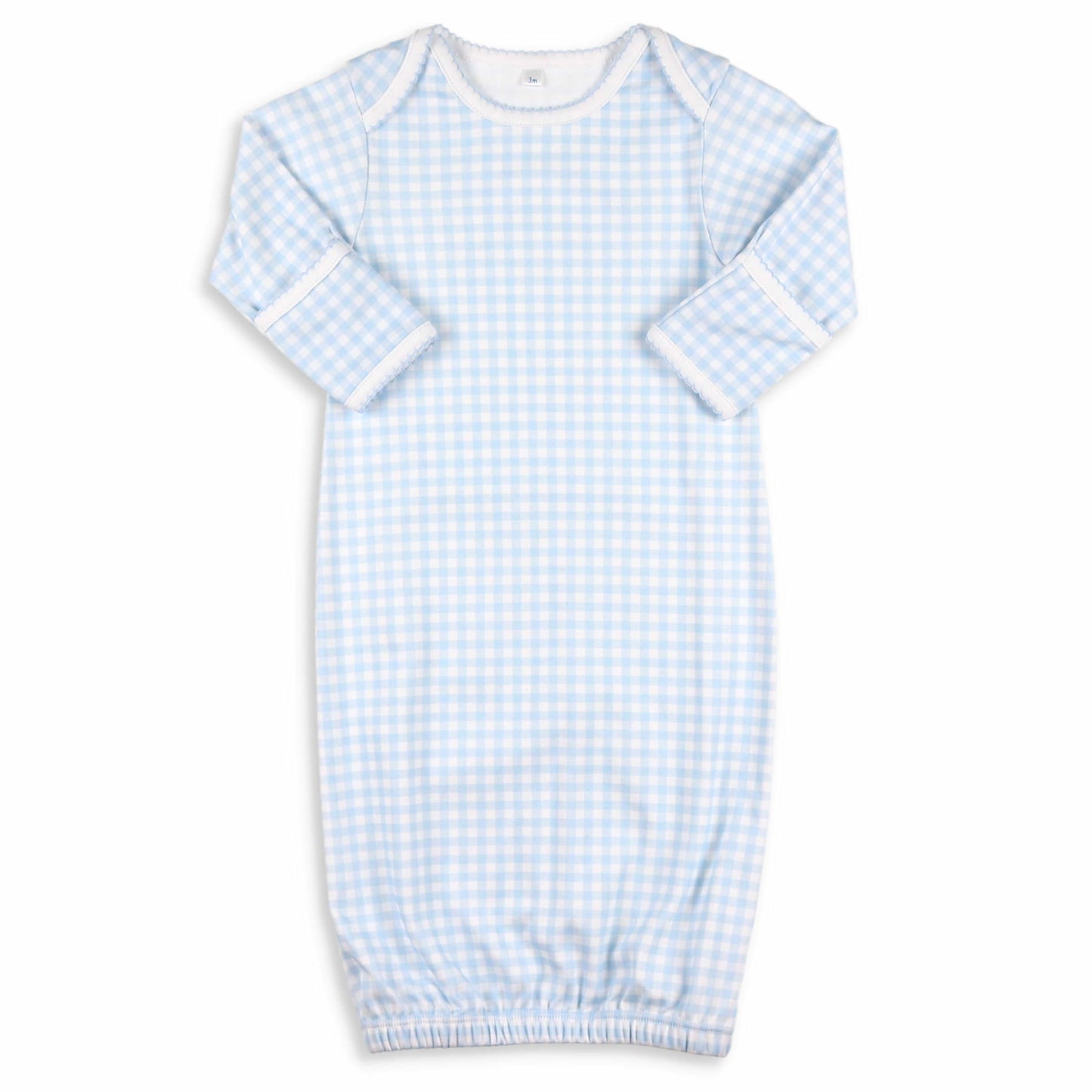 Blue Gingham Pima Baby Gown