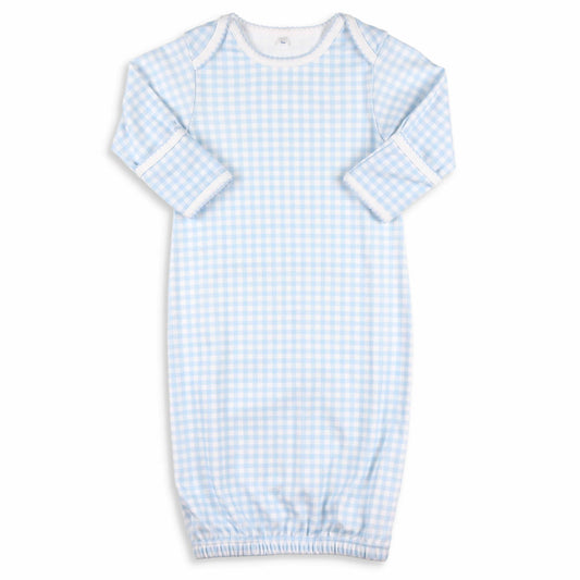 Blue Gingham Pima Baby Gown