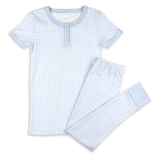 Blue Gingham Pima Loungewear