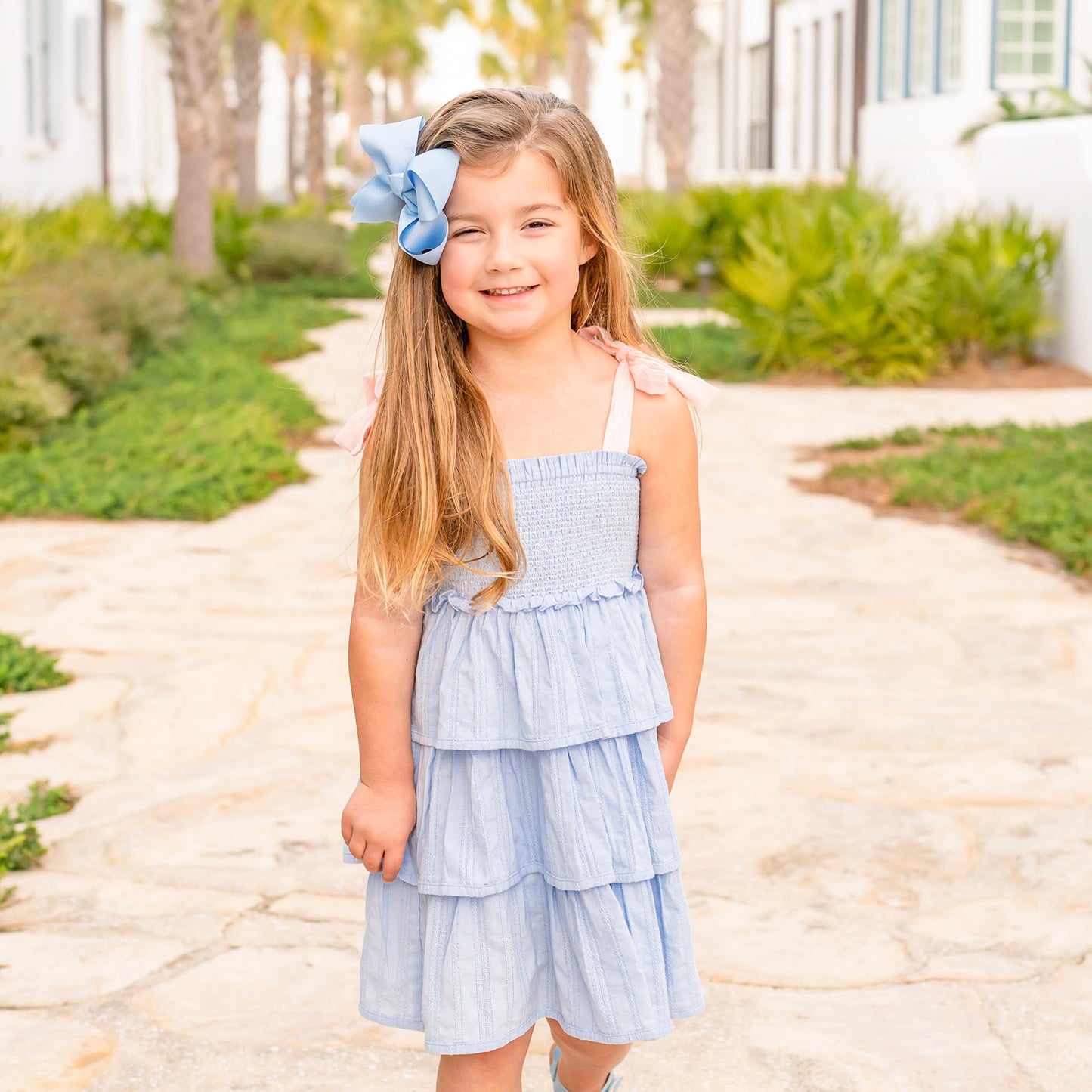 Girls Tier Dress - Blue