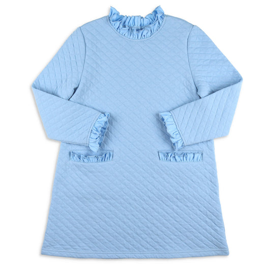 Girls Quilted Dress - Blue Lagoon