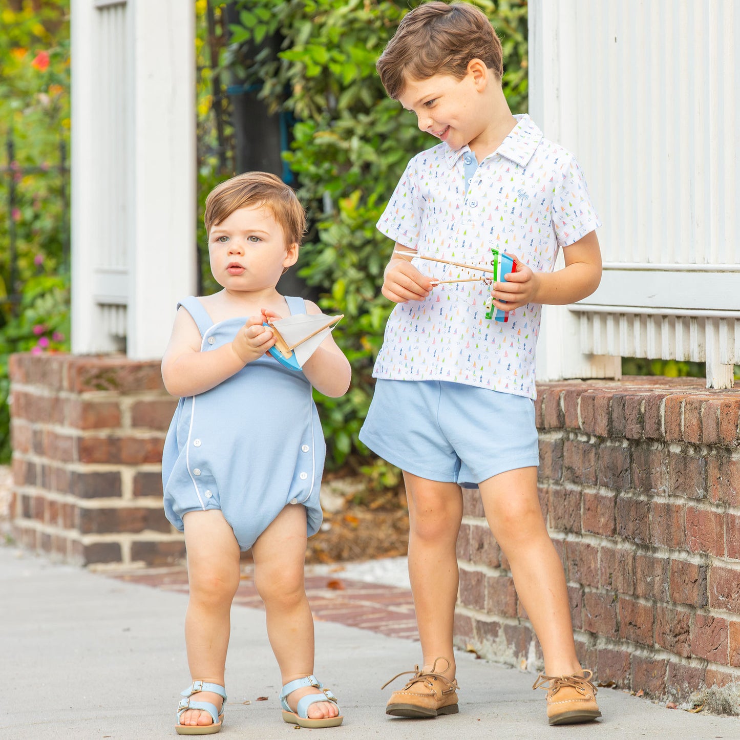 Blue Pique Knit Shrimp Shorts