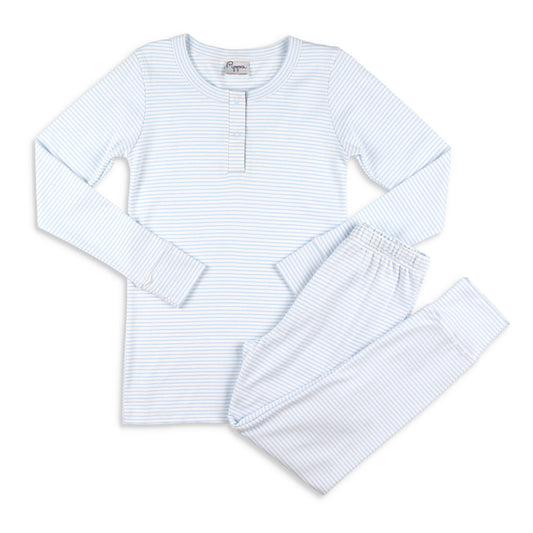 Boys Pima Loungewear Set - Blue Stripe