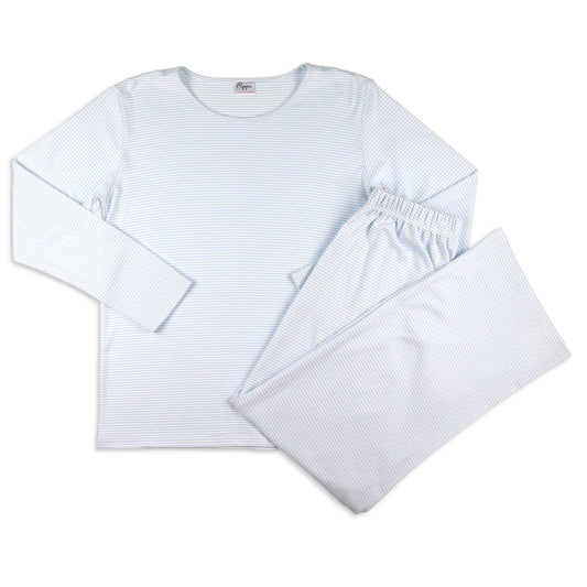 Womens Pima Loungewear Set - Blue Stripe