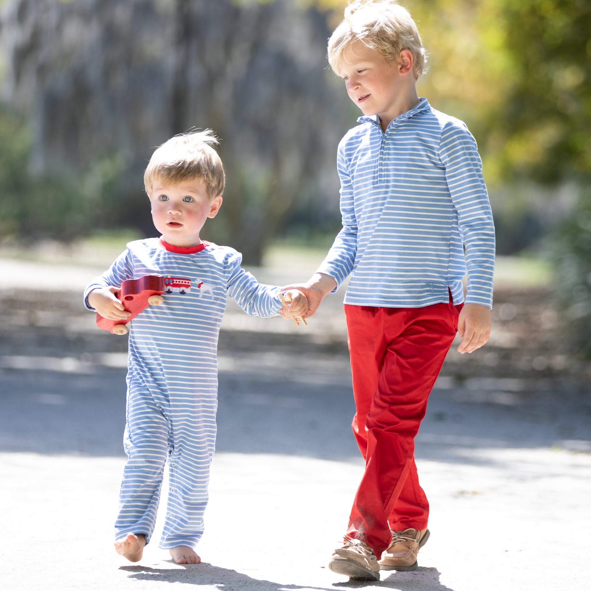 Blue Stripe Quarter Zip boys Matching matching outfits