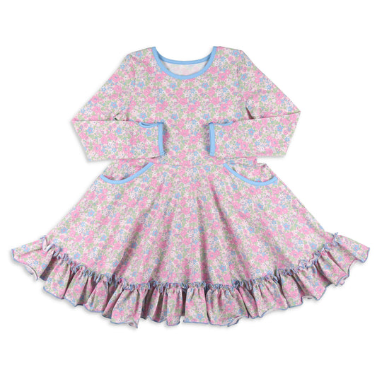 Girls Twirl Dress - Blushing Blooms