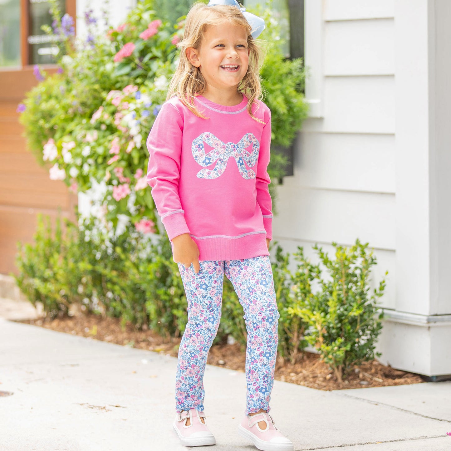 Girls Pink Sweatshirt - Bow