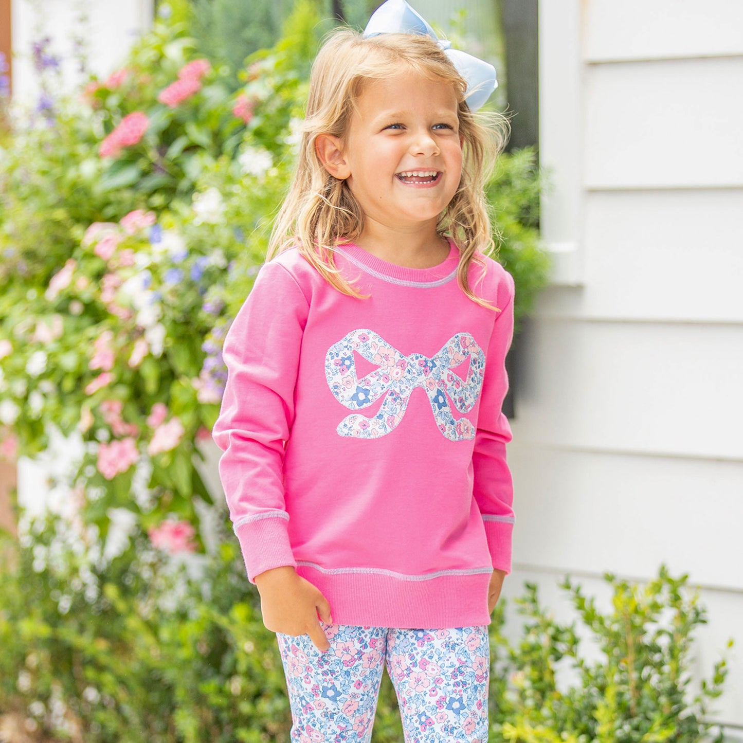 Girls Pink Sweatshirt - Bow