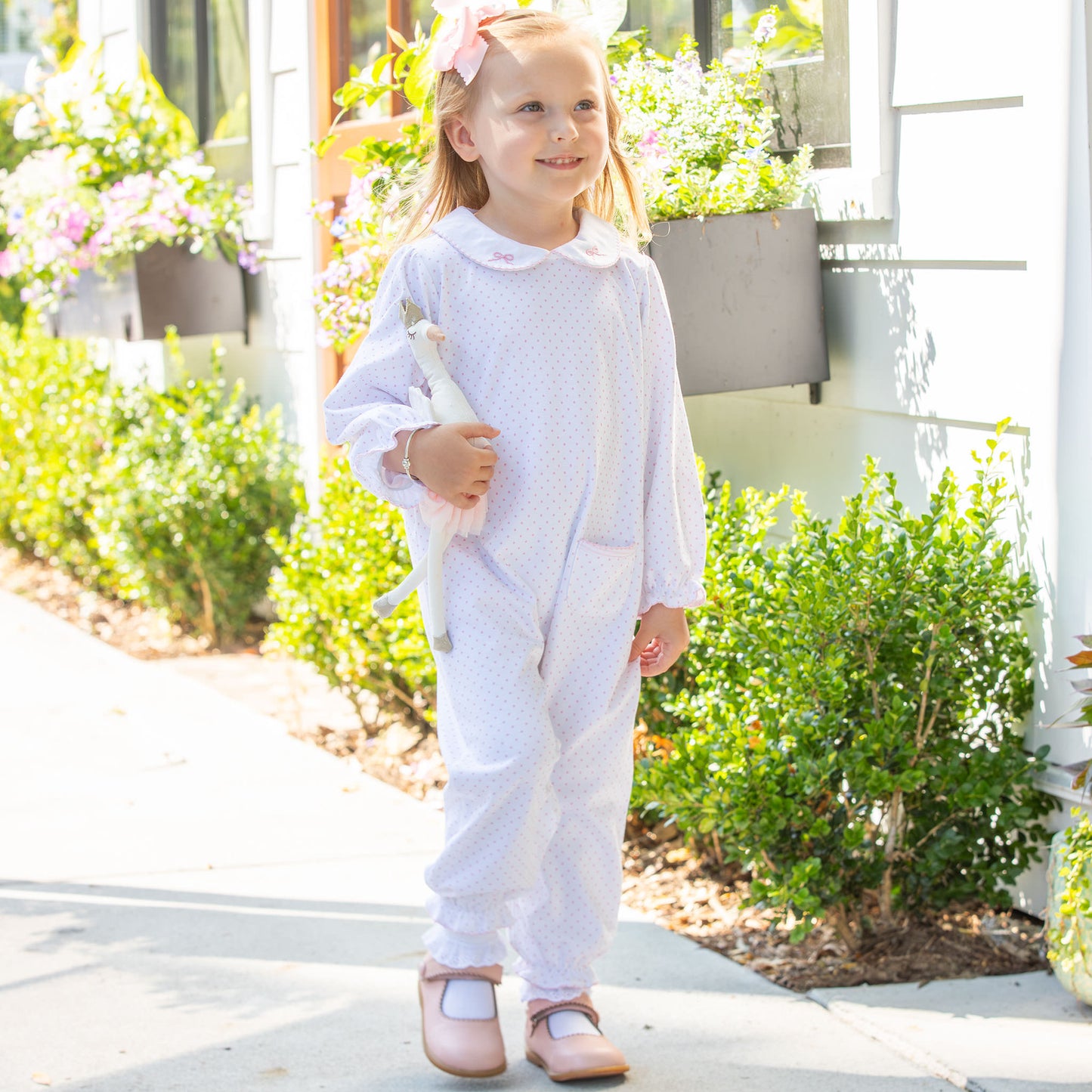 Girls Pima Romper - Bows