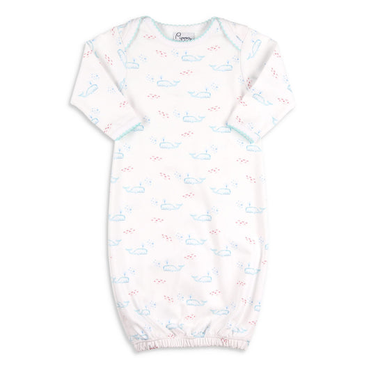 Bubbles Whale Pima Baby Gown