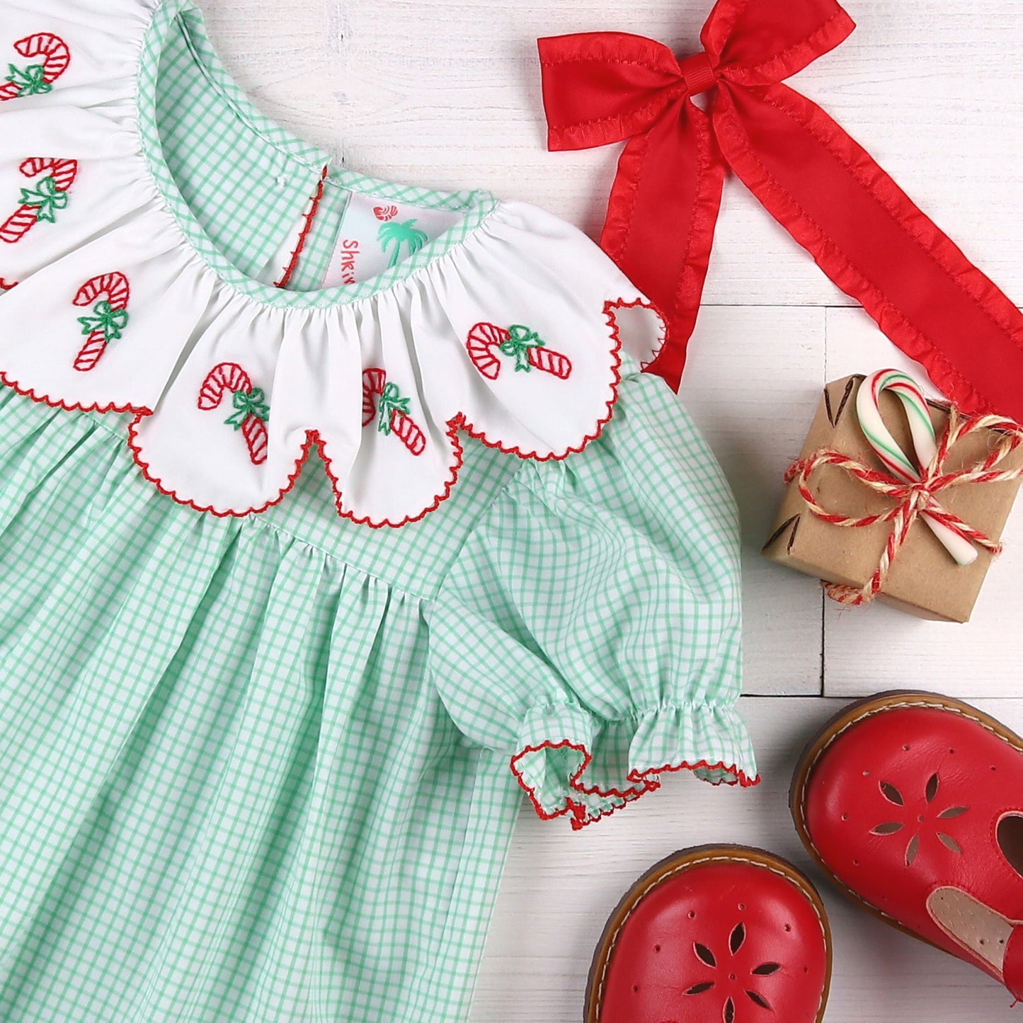 Candy Cane Embroidered Dress