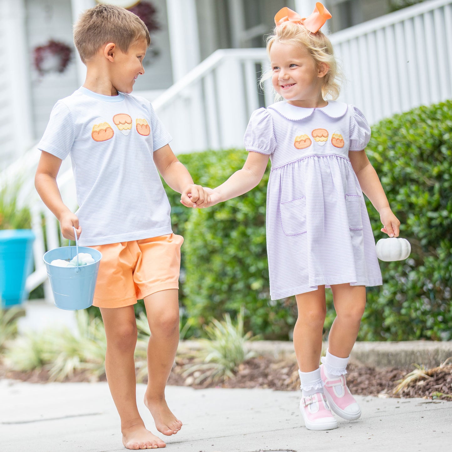 Girls Collar Dress - Candy Corn