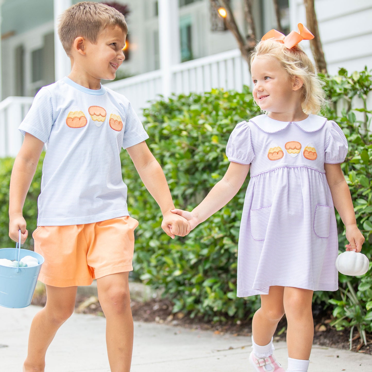 Girls Collar Dress - Candy Corn