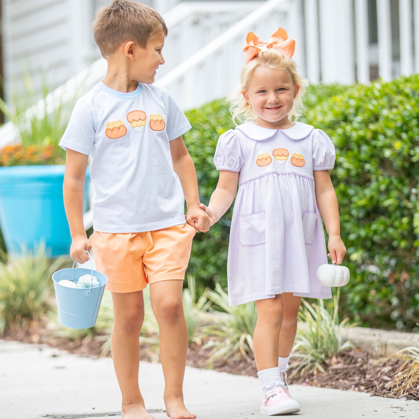 Girls Collar Dress - Candy Corn